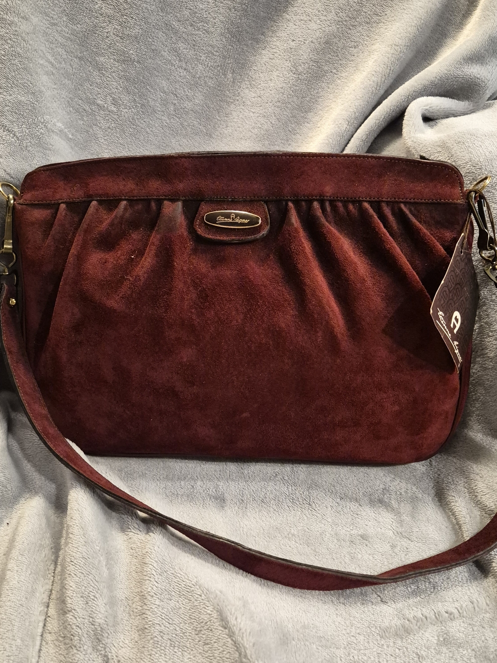 Vintage Etienne Aigner Burgundy Suede Shoulder Bag